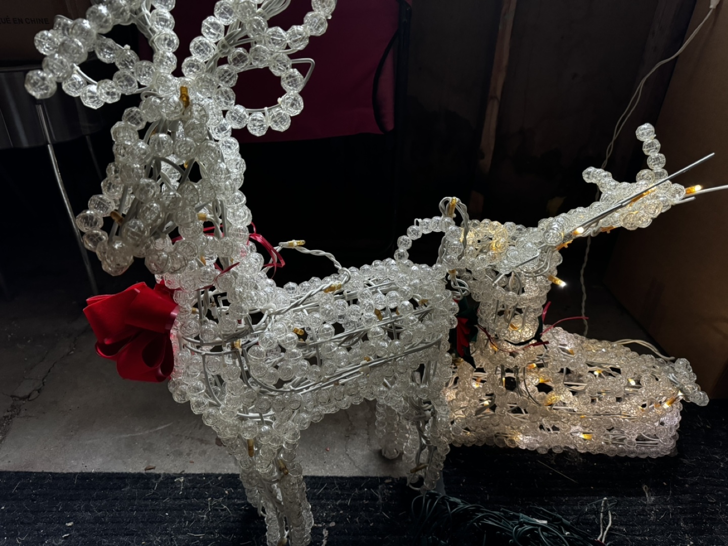 Set of 2 Clear Beaded Reindeer Christmas Lights