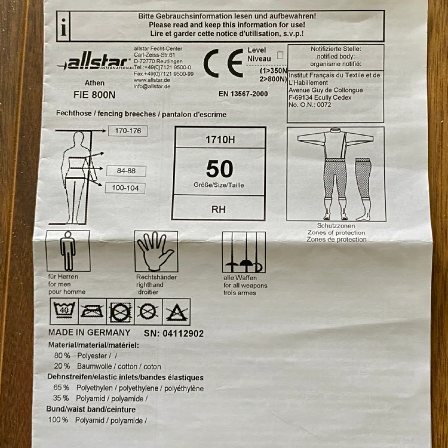 Allstar Fencing Jacket and Pants image indicator(6)