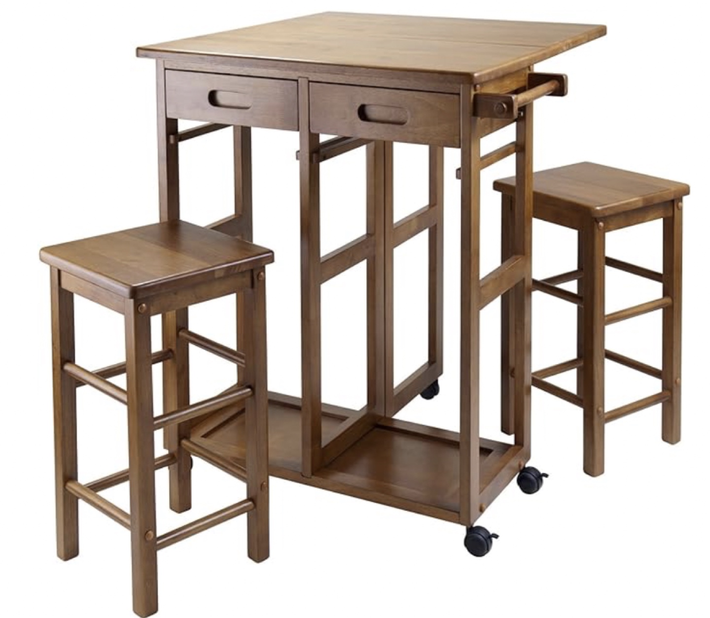 Folding Kitchen Cart with 2 Stools - photo 2