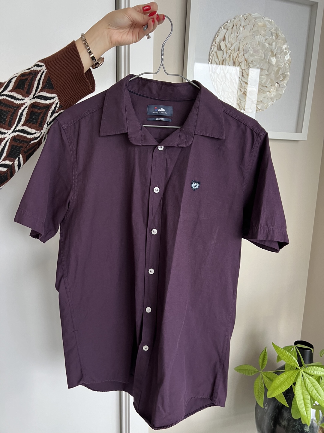 Men’s Purple Short Sleeve Button Up Shirt