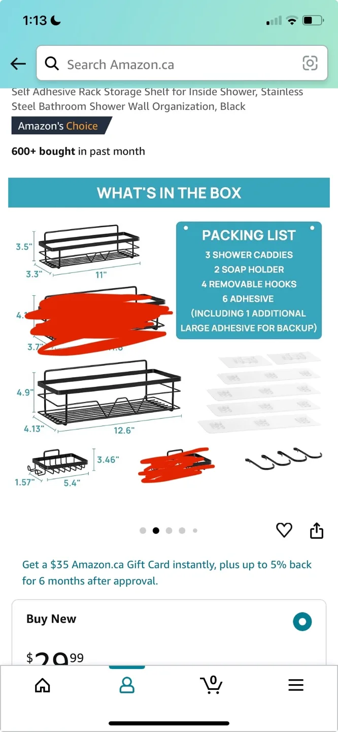 3-Tier Shower Caddy with Hooks thumbnail