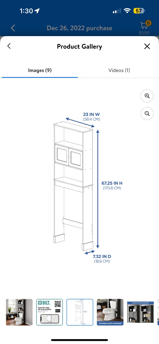 Over the Toilet Bathroom Storage Shelf Cabinet - photo 3