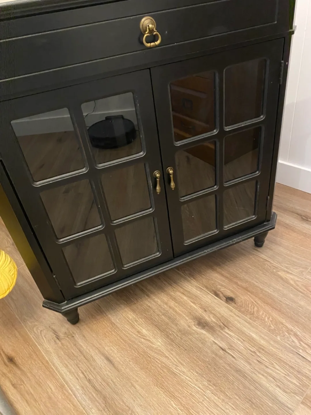 Espresso color Corner Cabinet with Glass Doors thumbnail