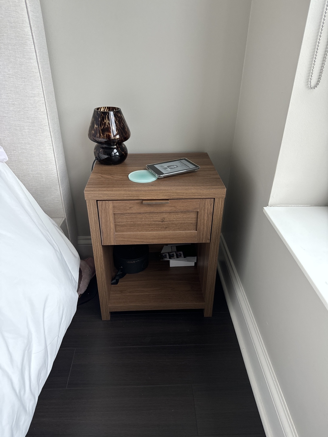 Nightstand with Drawer and Shelf