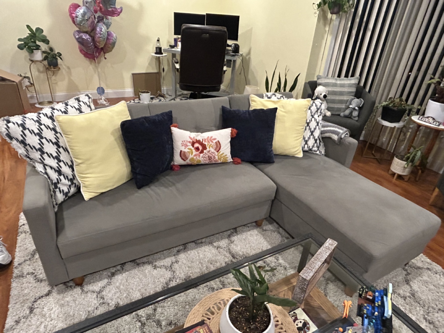 Gray Sectional Sofa with Storage