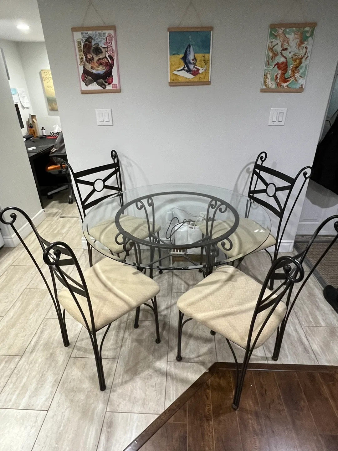 Glass Top Dining Table and 4 Chairs thumbnail