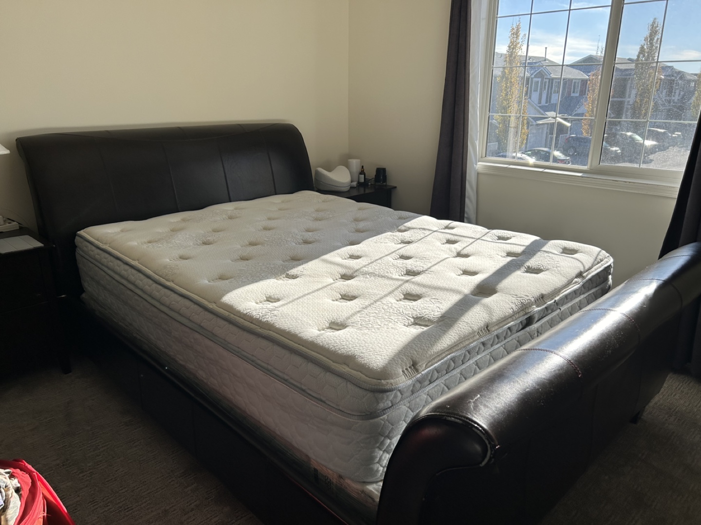 Queen faux Leather Frame with headboard and footboard