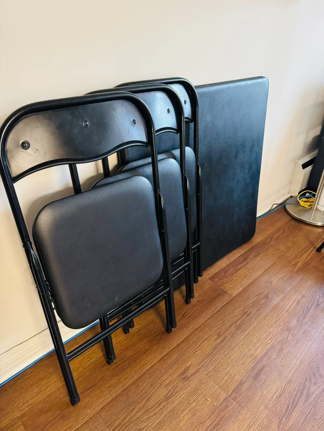 Black Folding Table and 3 Chairs image indicator(7)