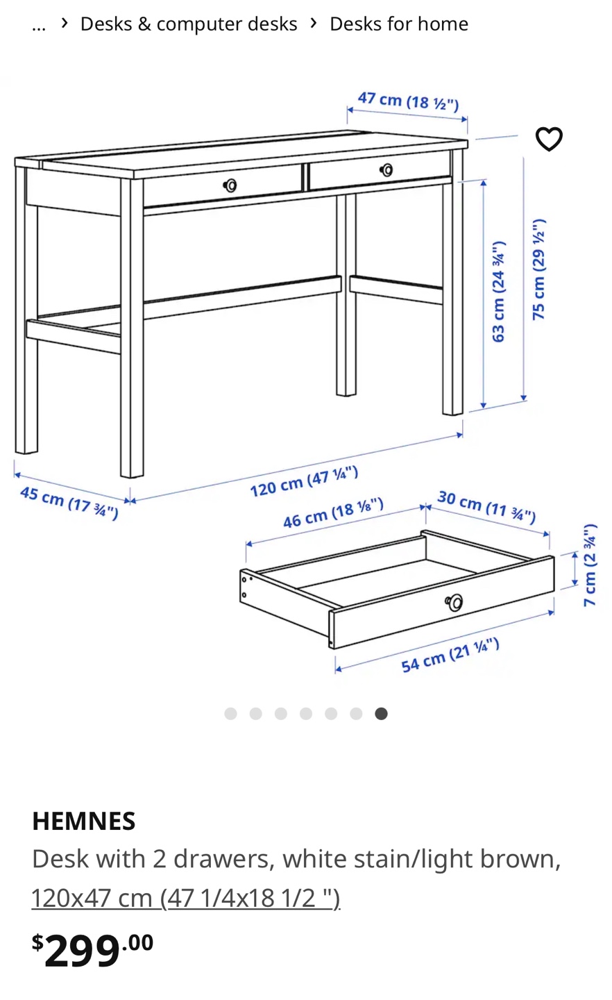 IKEA HEMNES Desk with 2 Drawers - photo 4