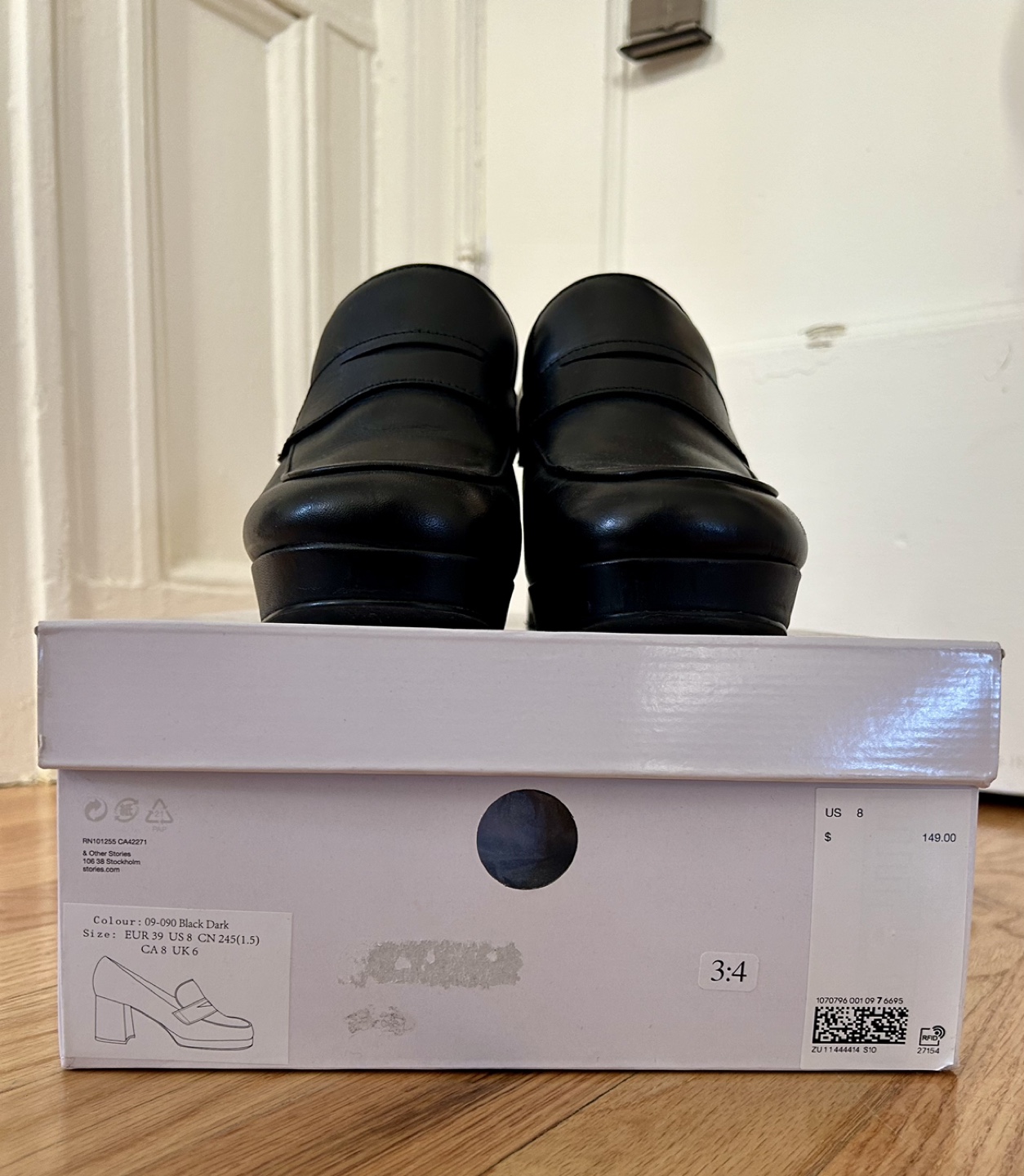 Black Leather Platform Loafers - photo 3