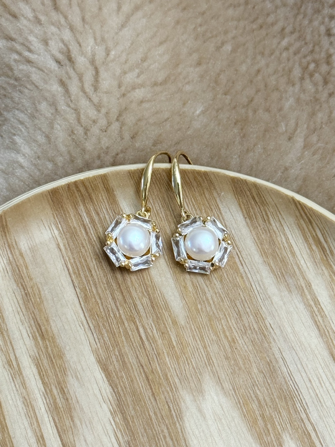 Real Pearl and Crystal Drop Earrings - photo 2