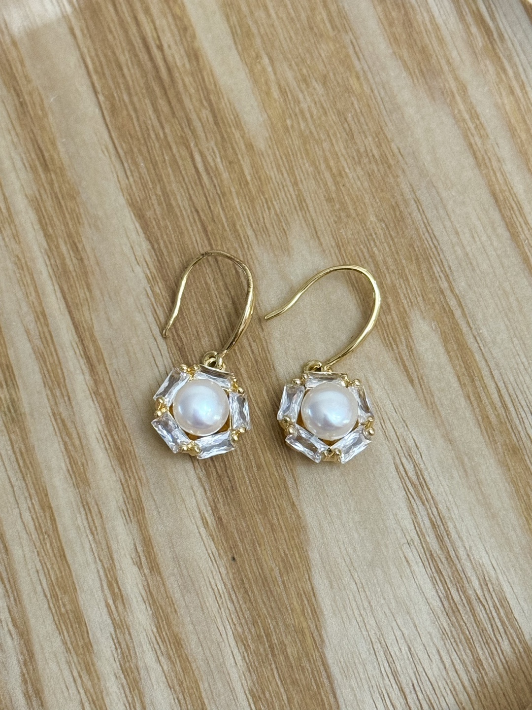 Real Pearl and Crystal Drop Earrings