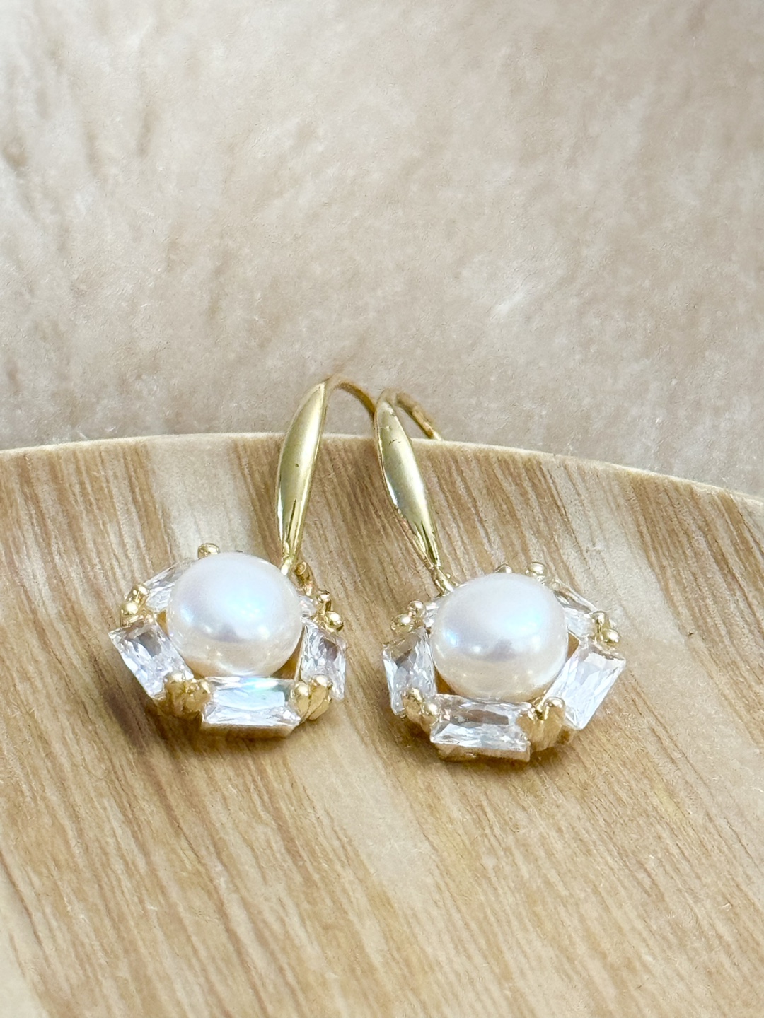Real Pearl and Crystal Drop Earrings - photo 3