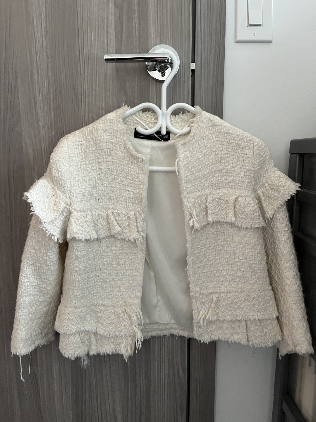 Zara White Tweed Jacket