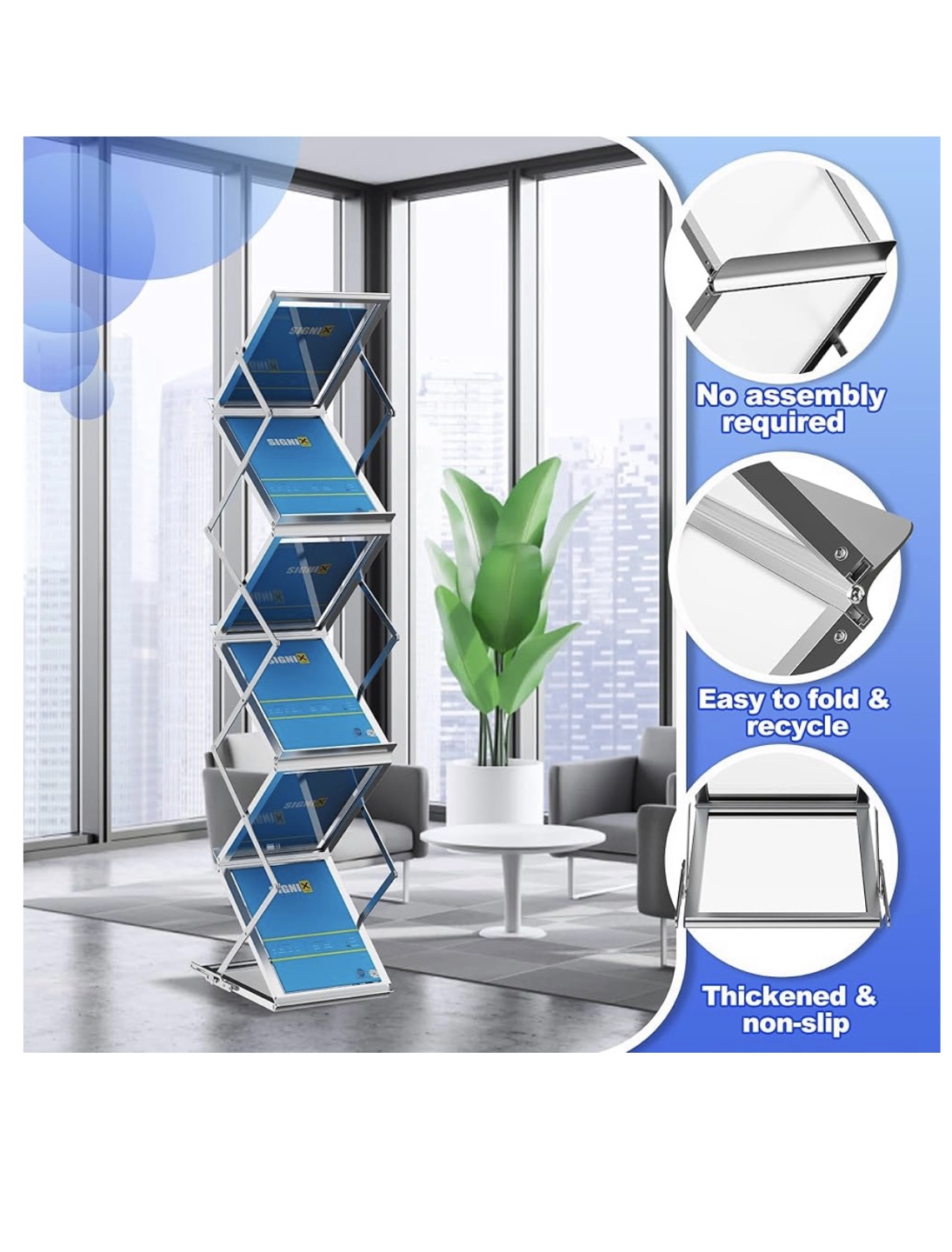 7 pocket foldable portable magazine tier holder trade show - photo 2