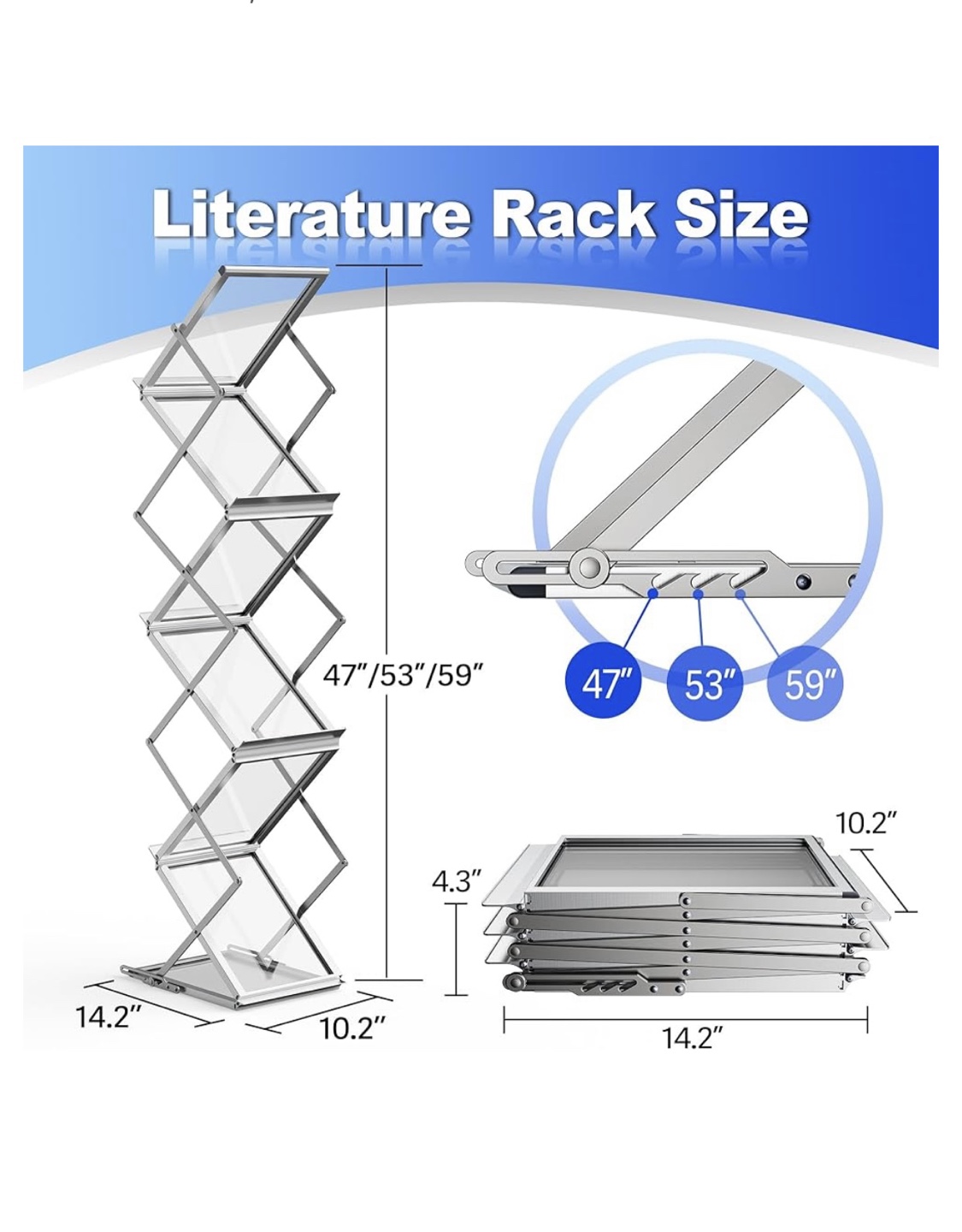 7 pocket foldable portable magazine tier holder trade show