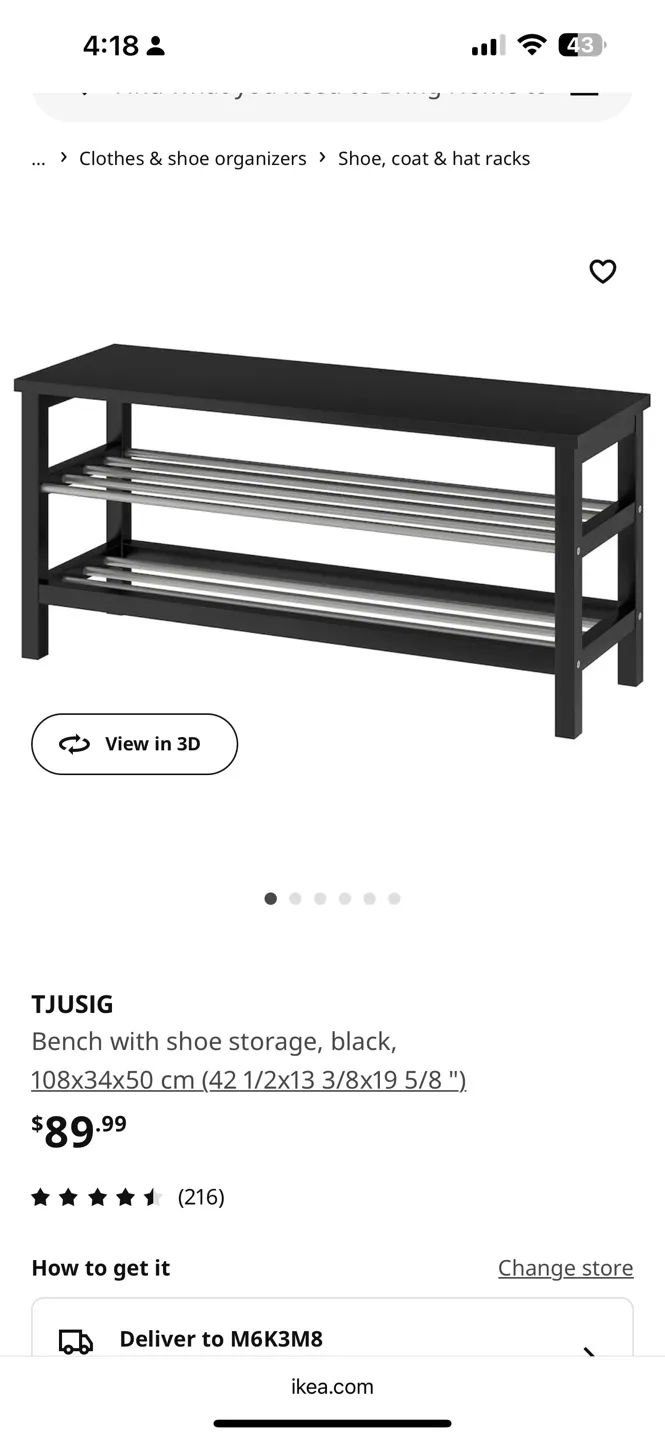 IKEA TJUSIG Bench with Shoe Storage thumbnail