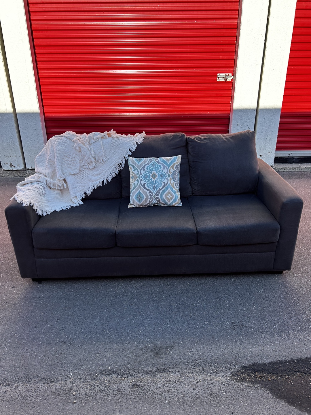 Grey Suede Fabric Couch! steam cleaned!! *FREE DELIVERY!* - photo 2