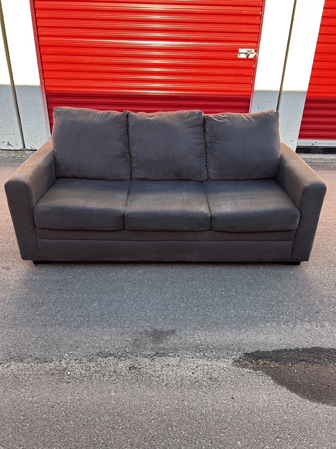 Grey Suede Fabric Couch! steam cleaned!! *FREE DELIVERY!* - photo 4