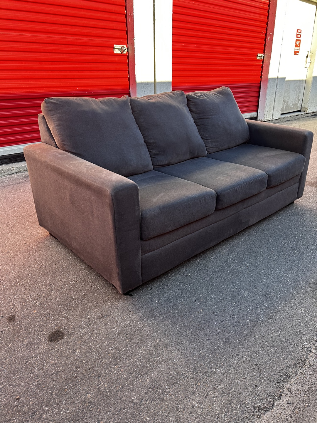 Grey Suede Fabric Couch! steam cleaned!! *FREE DELIVERY!* - photo 3