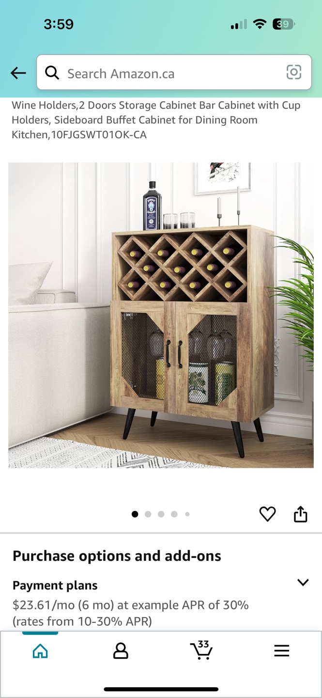 Wine Cabinet with Doors and Wine Rack, coffee station - photo 5