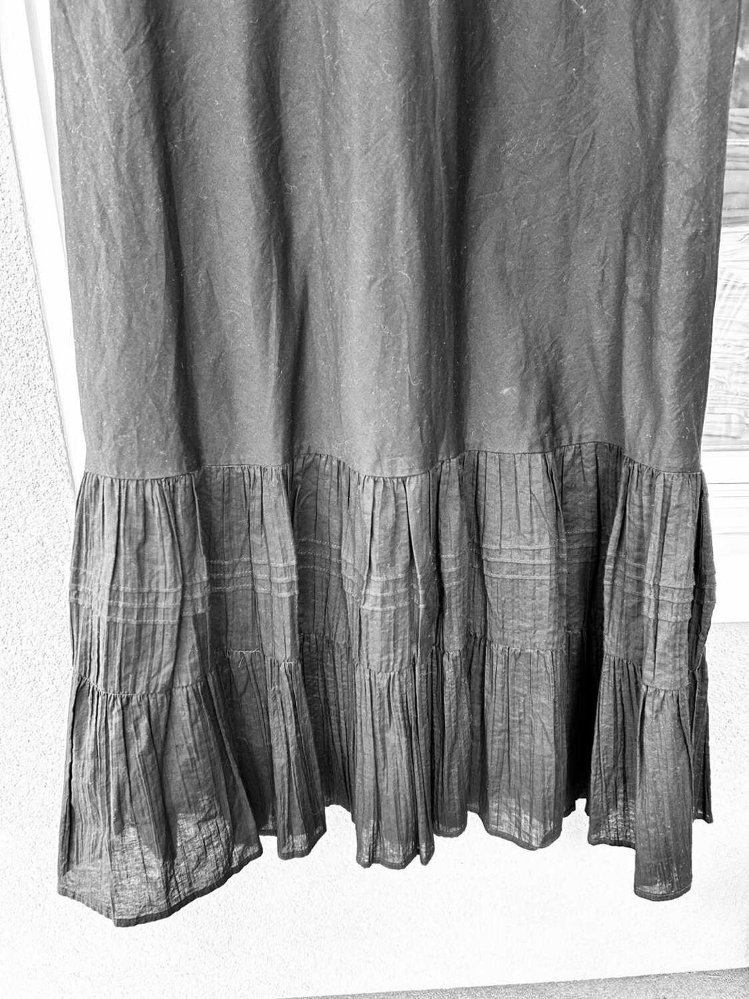 Black Cotton Dress with Lace Detail - photo 2