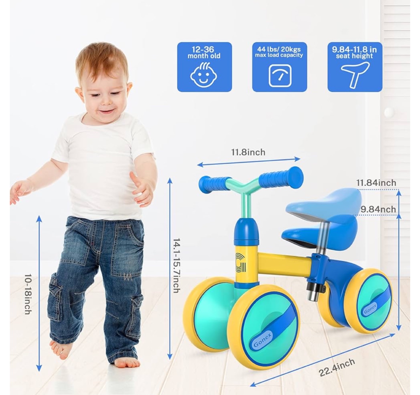 Gonex Toddler Balance Bike Adjustable Seat & No Pedal - photo 2