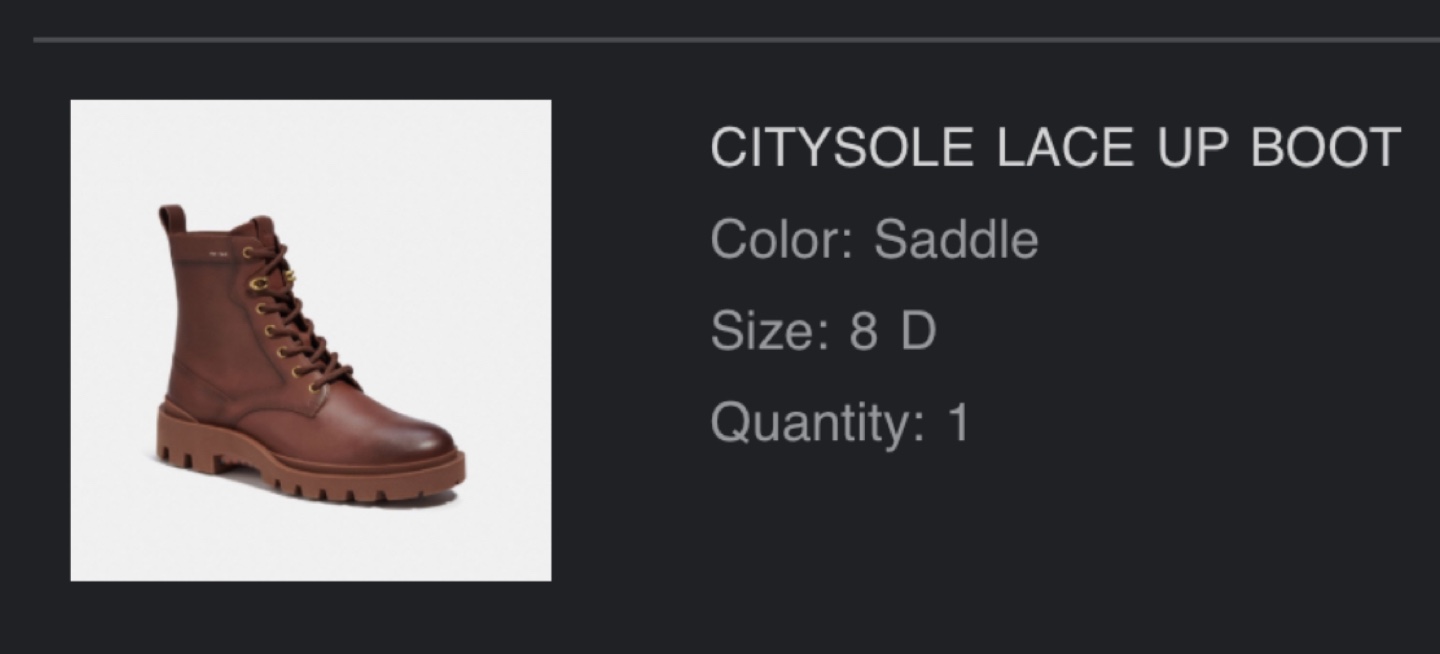Men COACH CitySole Lace Up Boots Size 8