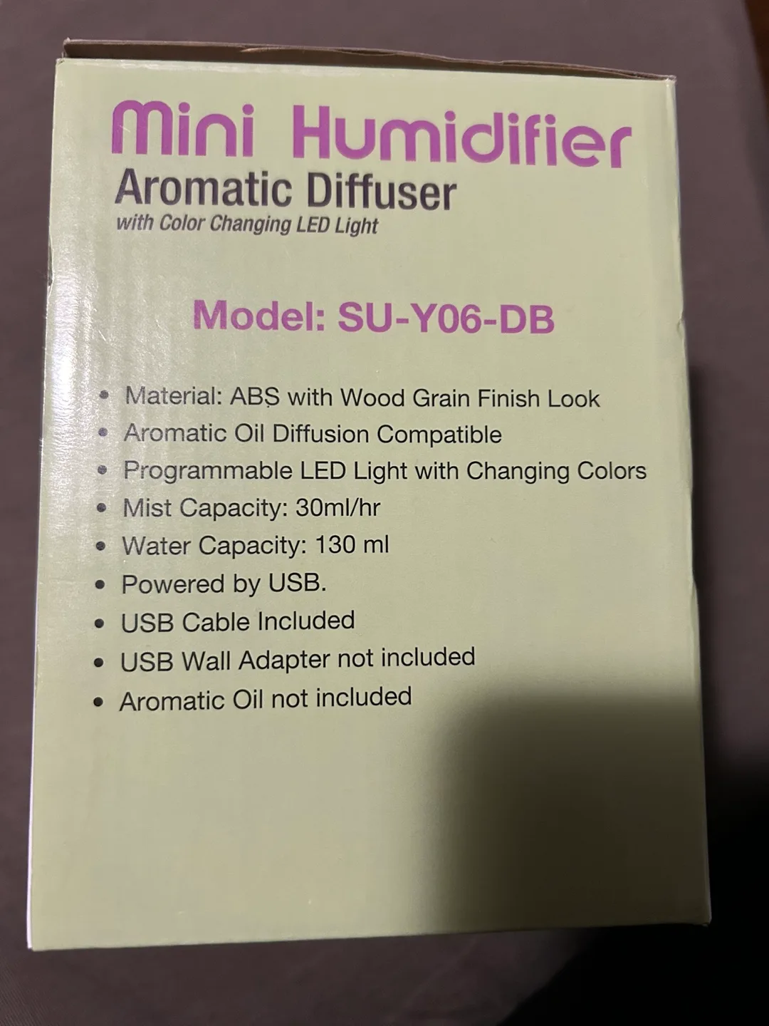 Mini Humidifier Aromatic Diffuser with Colour Changing LED Light image indicator(2)