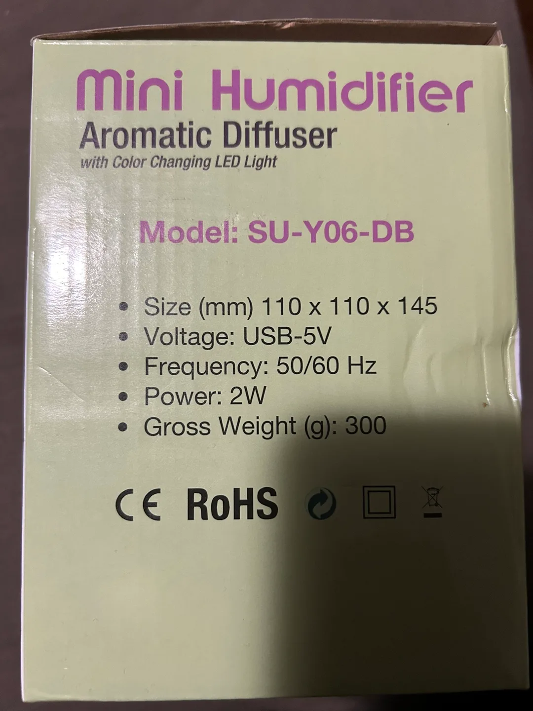 Mini Humidifier Aromatic Diffuser with Colour Changing LED Light image indicator(4)