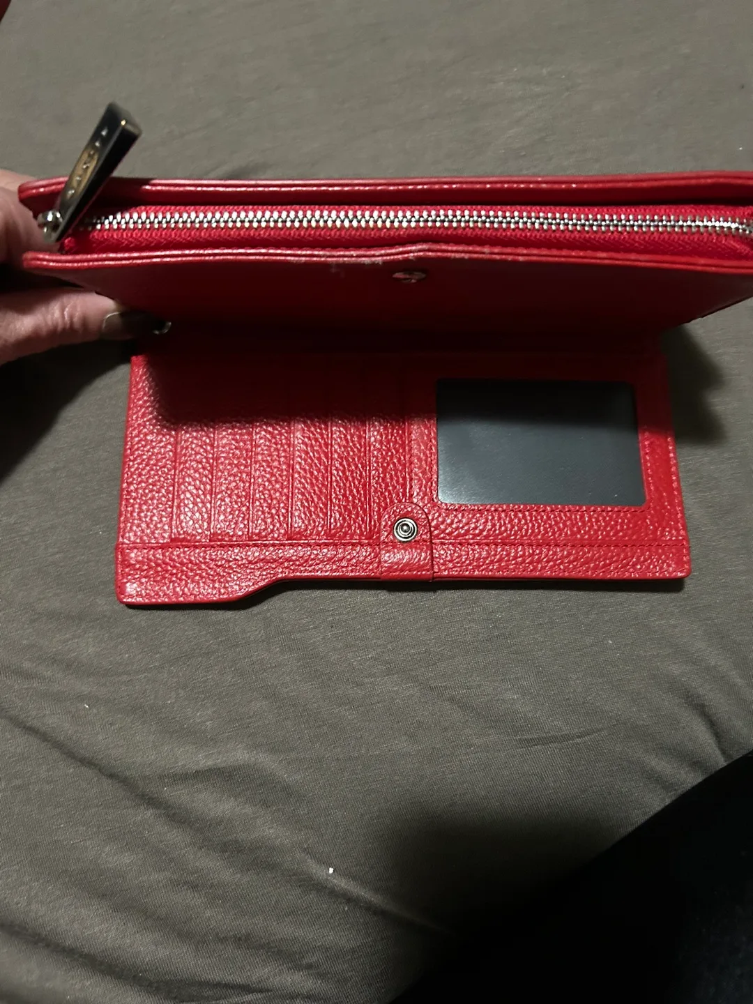 Red  Danier Leather Wallet with Wrist Strap image indicator(5)