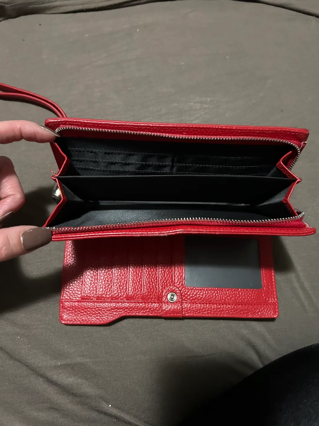 Red  Danier Leather Wallet with Wrist Strap image indicator(4)