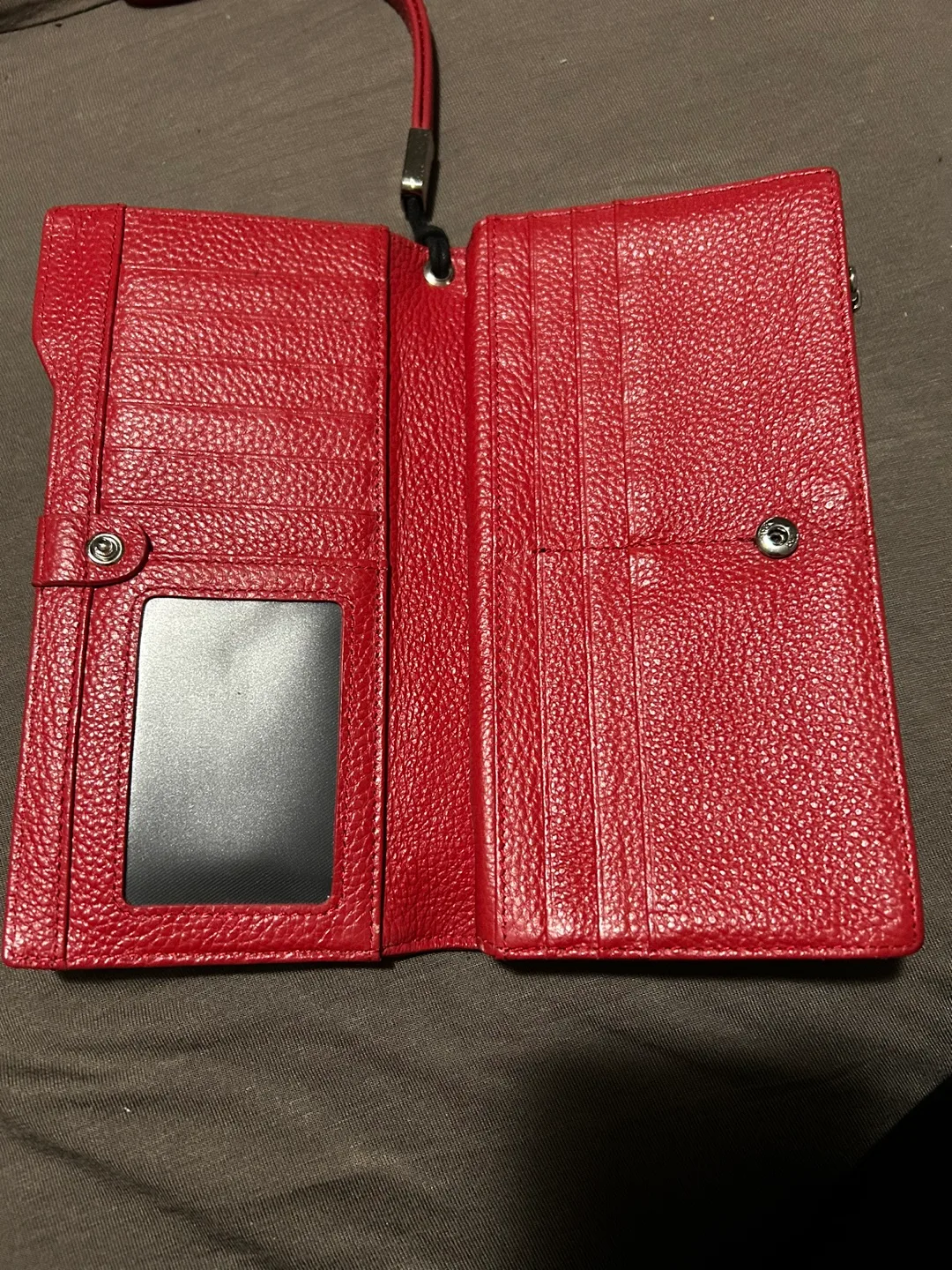 Red  Danier Leather Wallet with Wrist Strap image indicator(3)