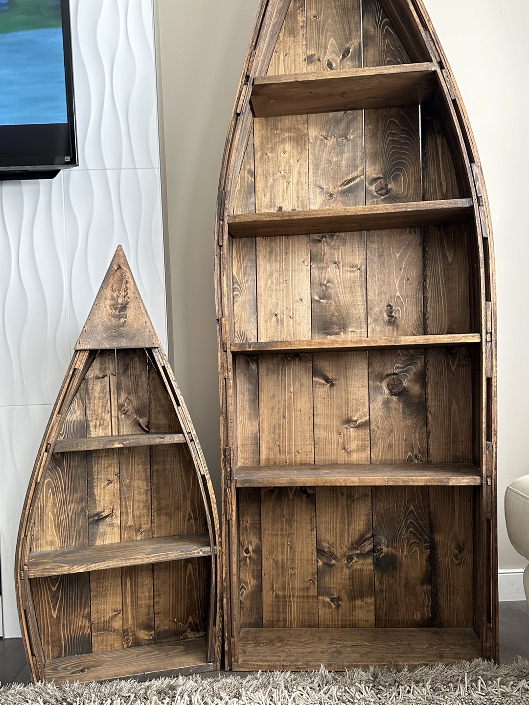 Wooden Boat Bookcase/Shelves  Set