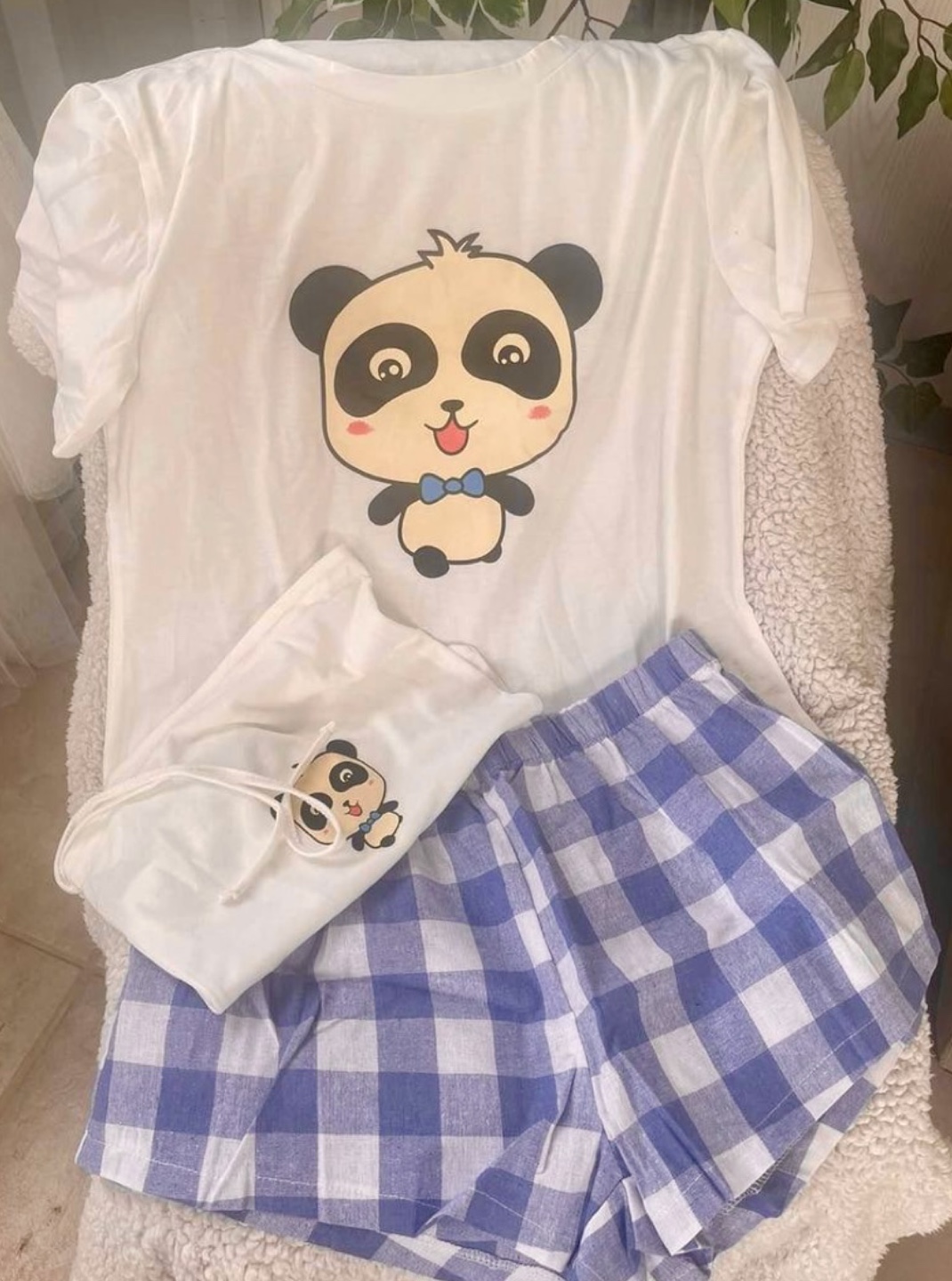 Panda Print Pajama Set