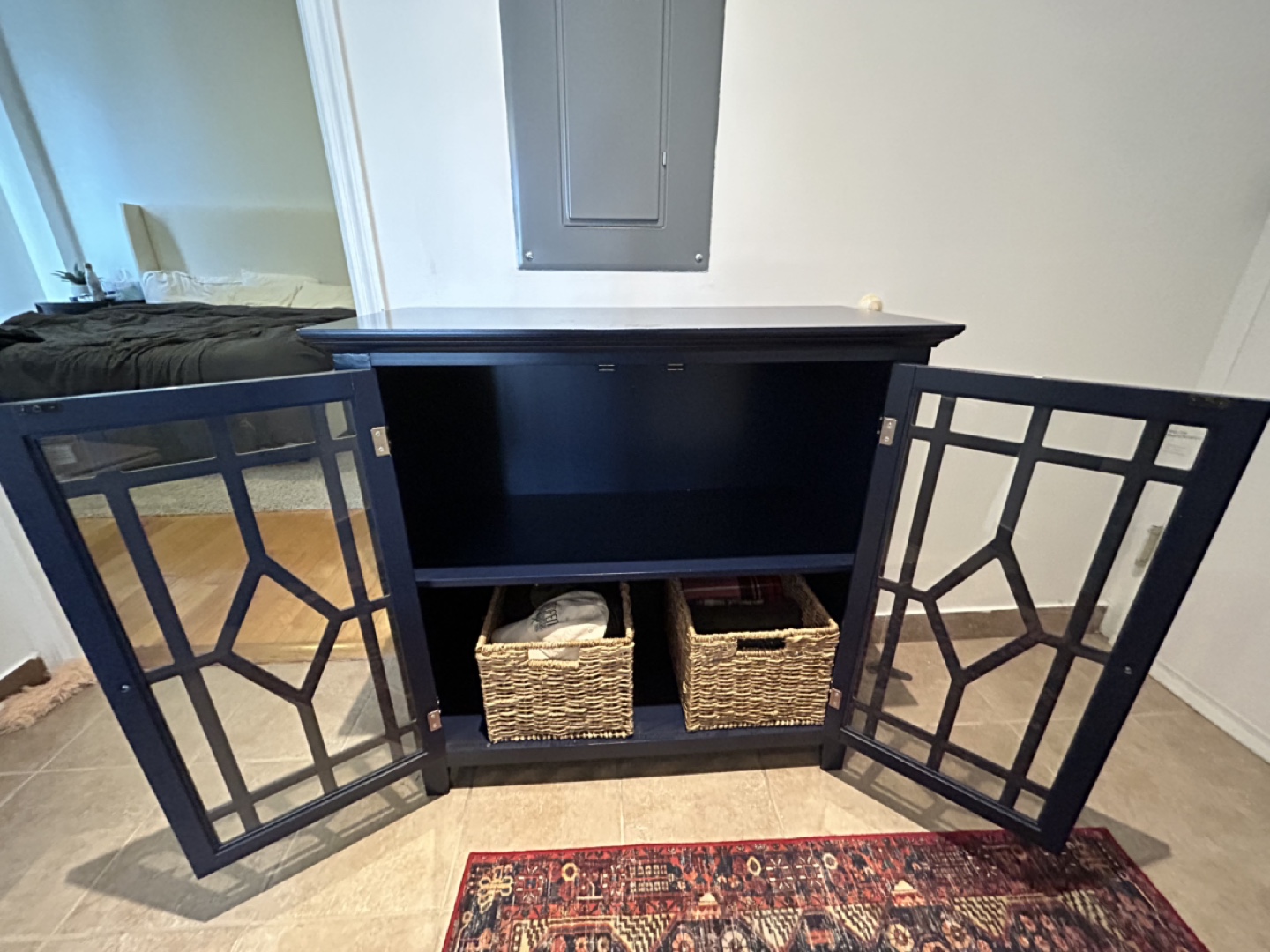 Blue Cabinet with Glass Doors - photo 2