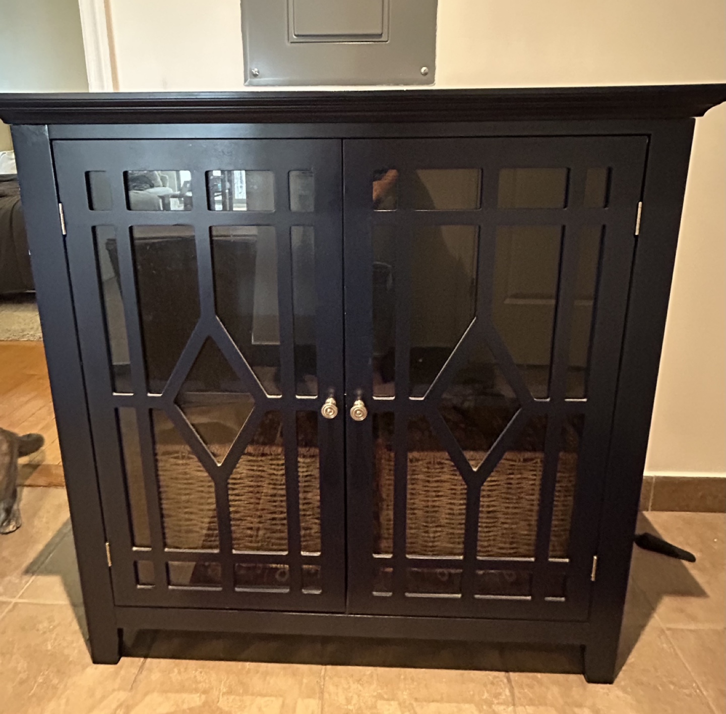 Blue Cabinet with Glass Doors