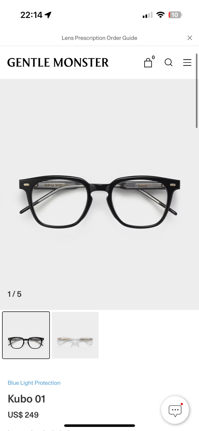 GENTLE MONSTER Kubo 01 Blue Light Glasses