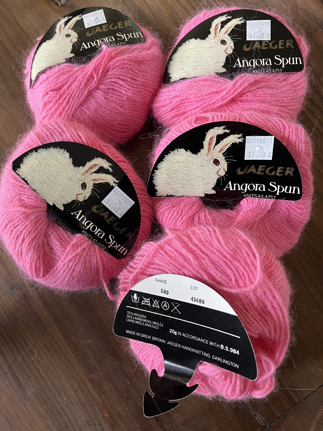 Jaeger Angora Spun Yarn Pink