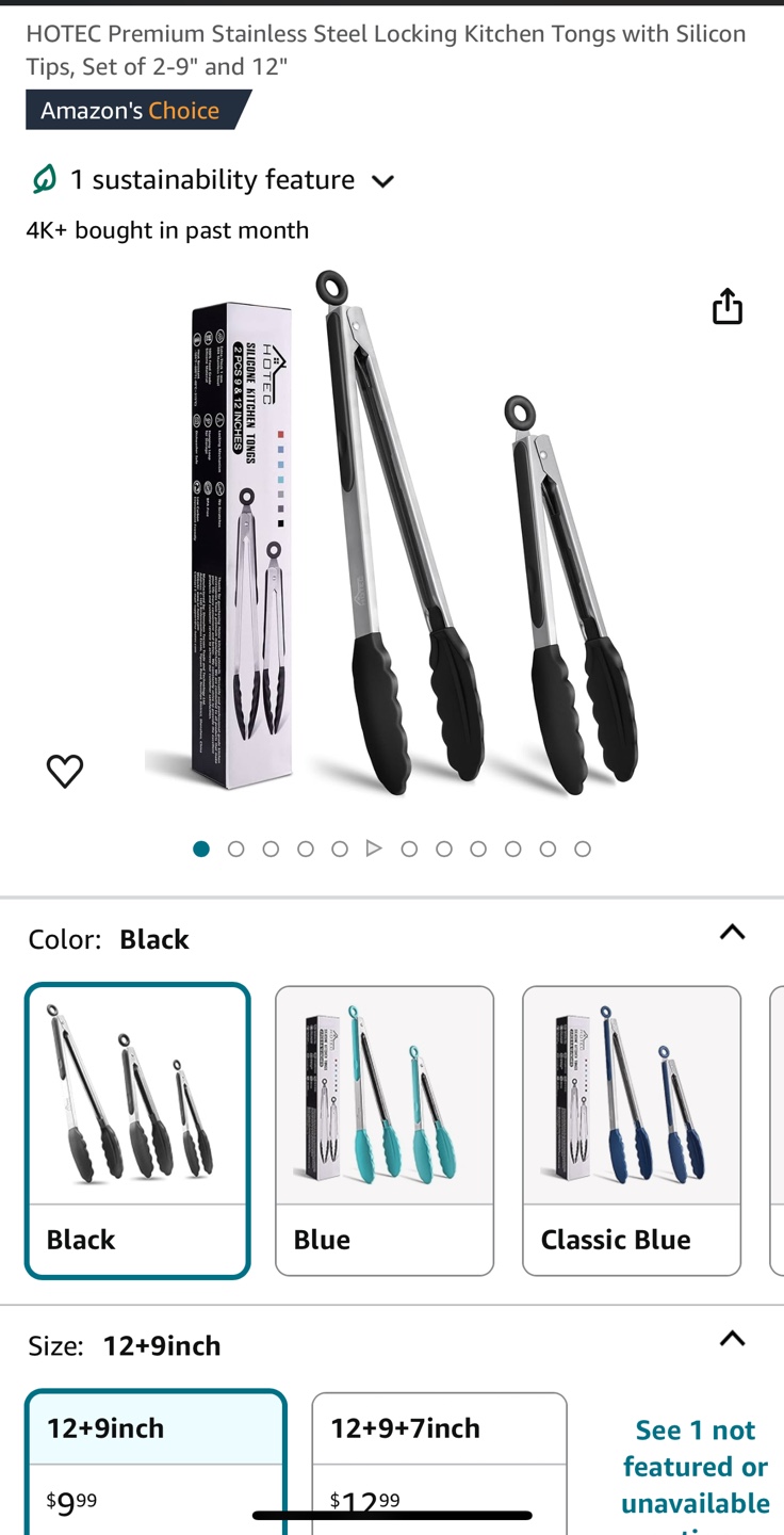 Set of 2 Stainless Steel Kitchen Tongs with Silicone Tips - photo 3