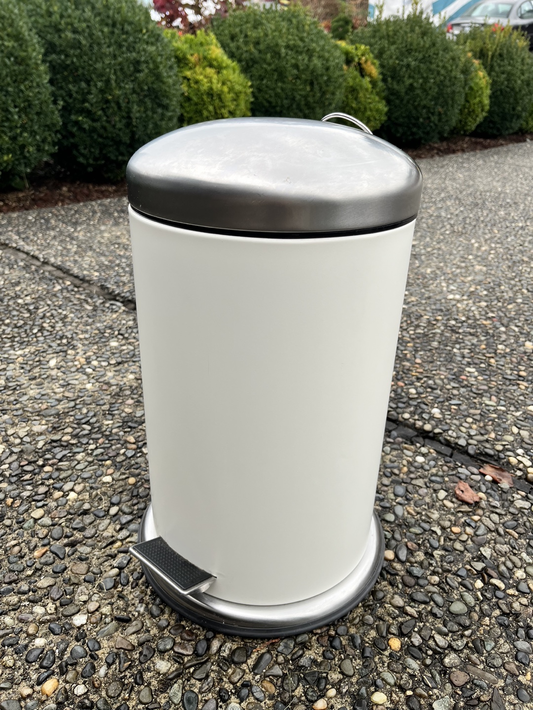 White Step Trash Can