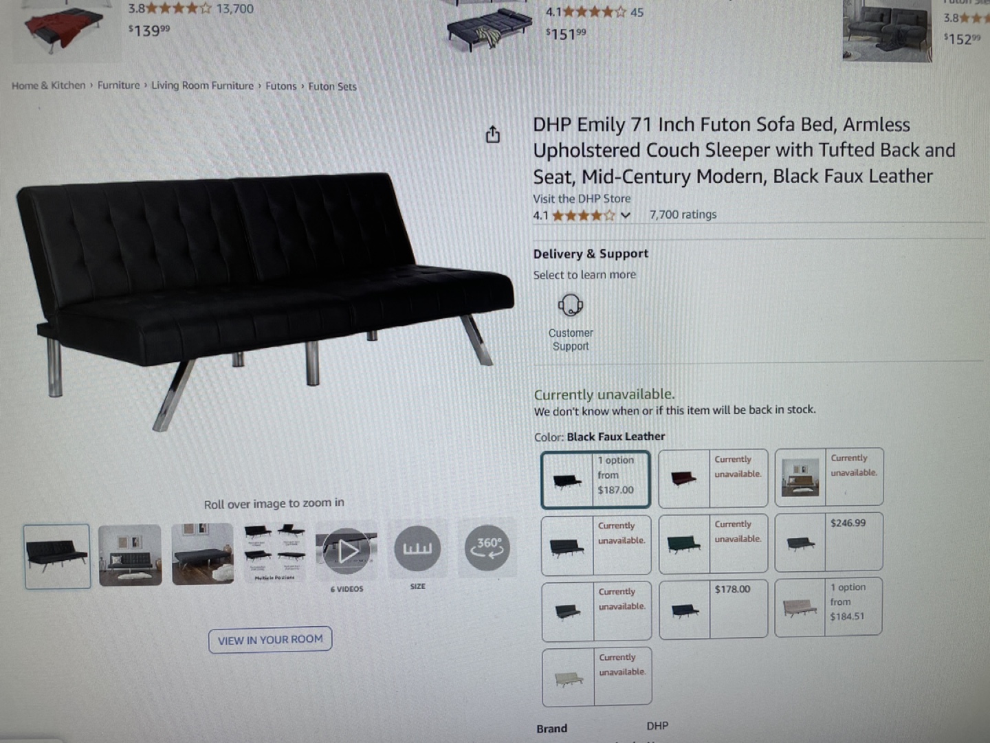 DHP Futon Sofa Bed
