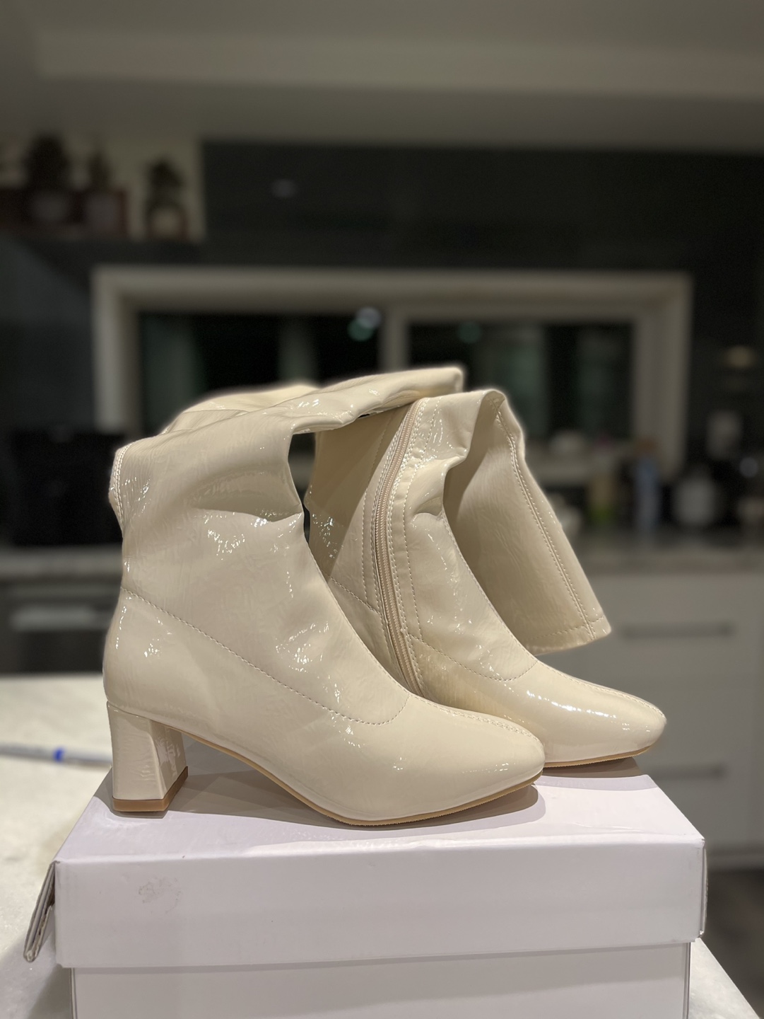 Cream Knee-High Heeled Boots - photo 2