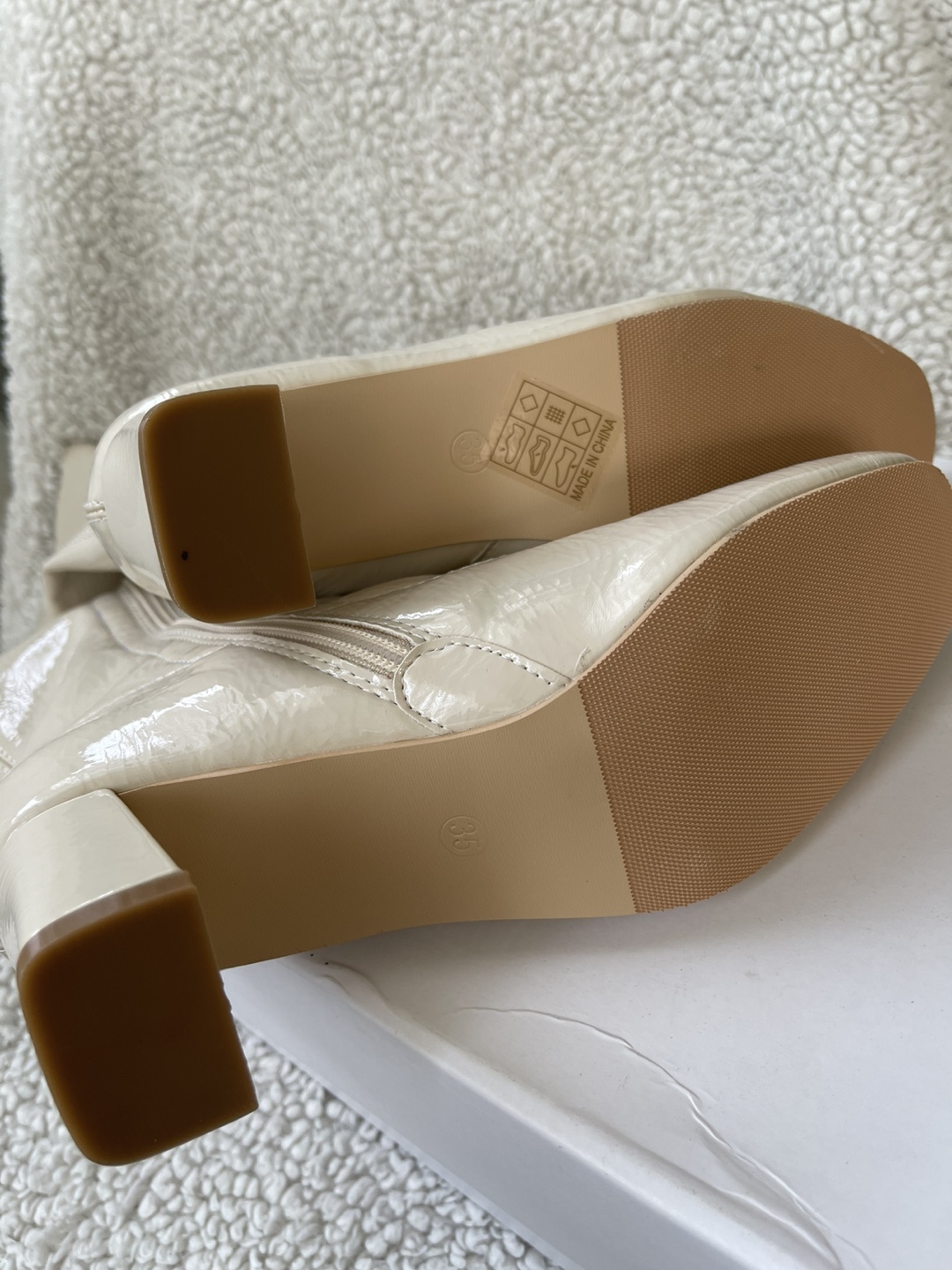 Cream Knee-High Heeled Boots - photo 4