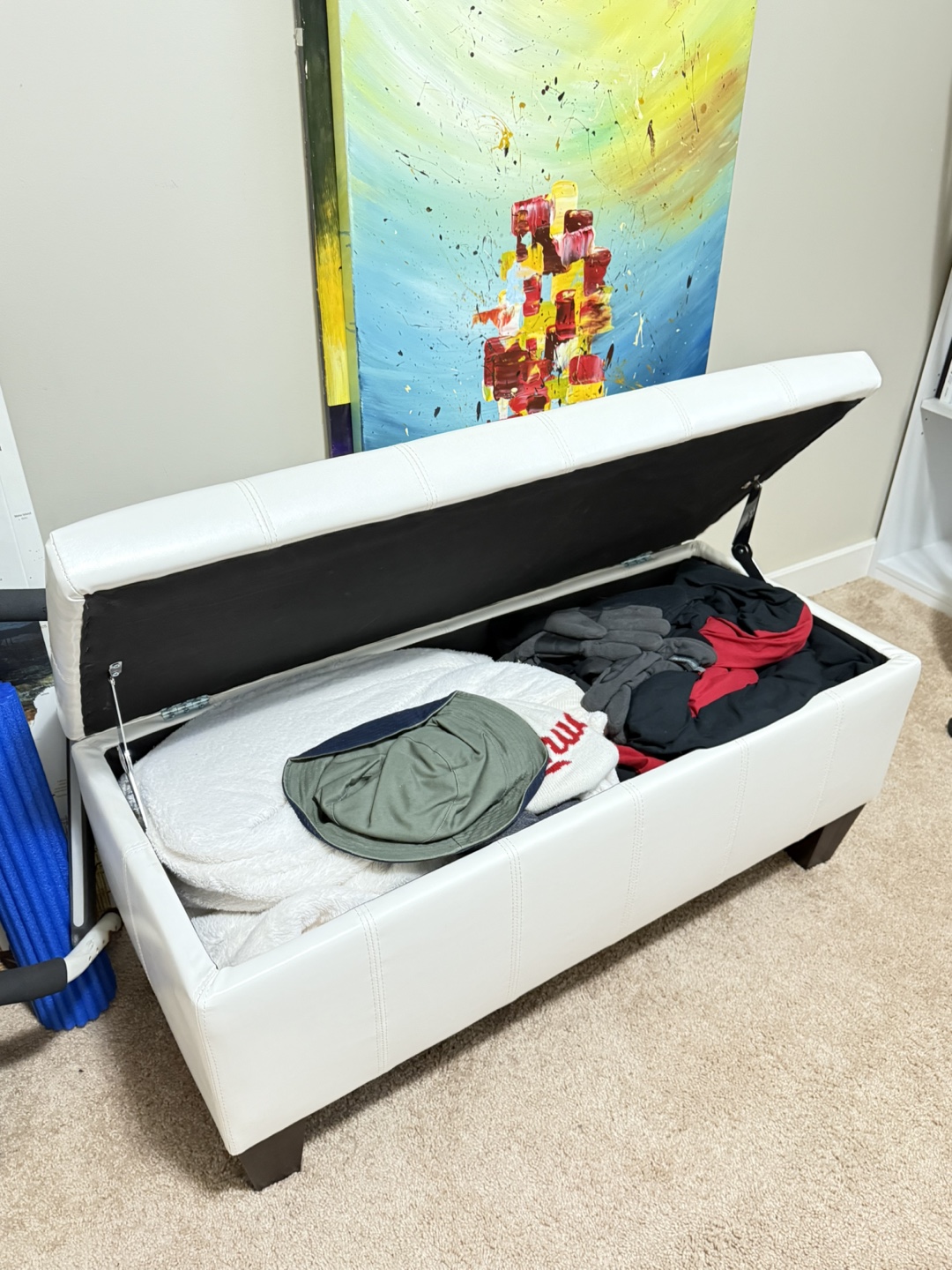 White Storage Ottoman - photo 2