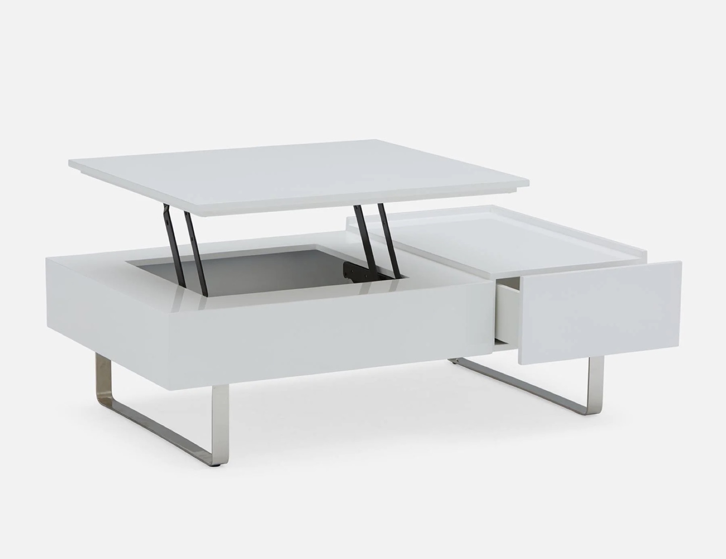 White Lift Top Coffee Table with Storage