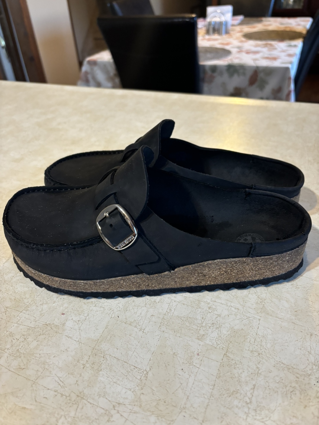 Birkenstock Black Leather Clogs