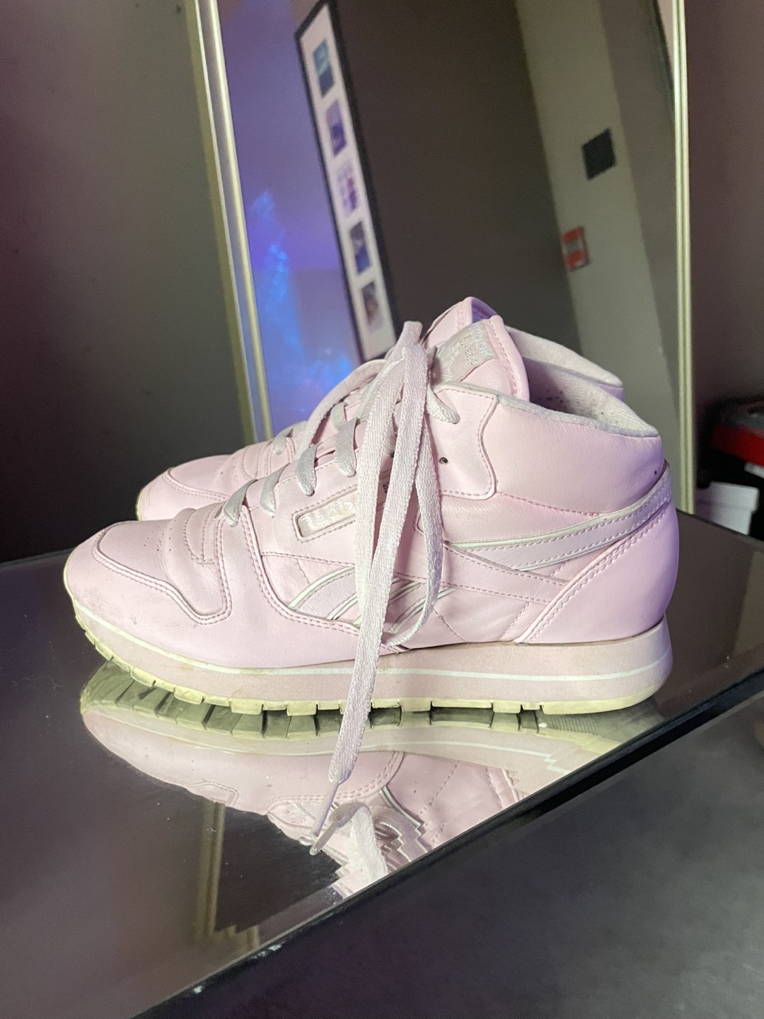Pink Reebok Classic Leather Mid Sneakers - photo 4