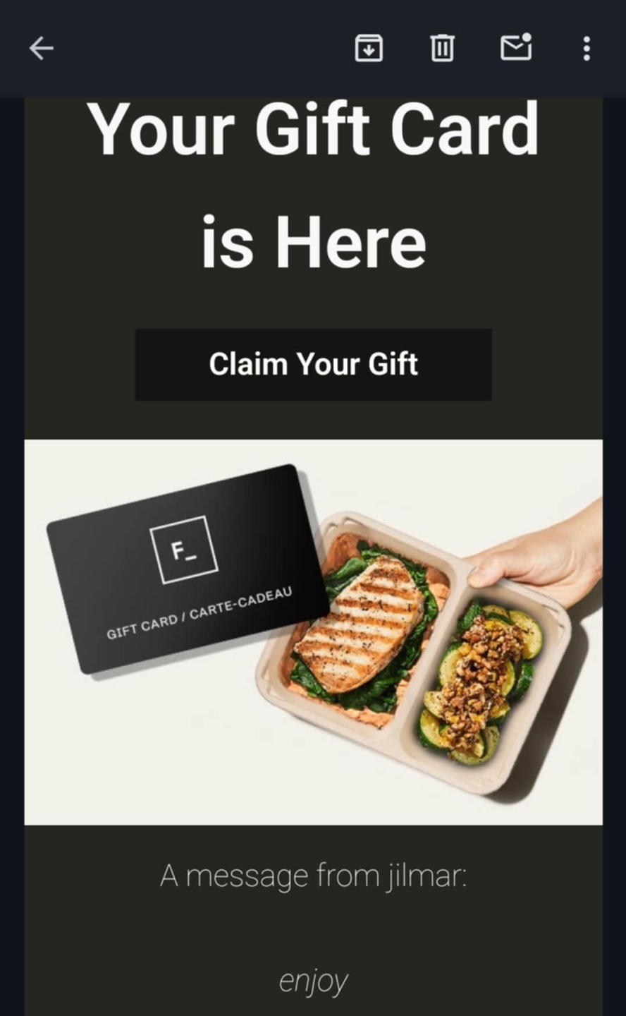 Factor meals: $125 Gift Card