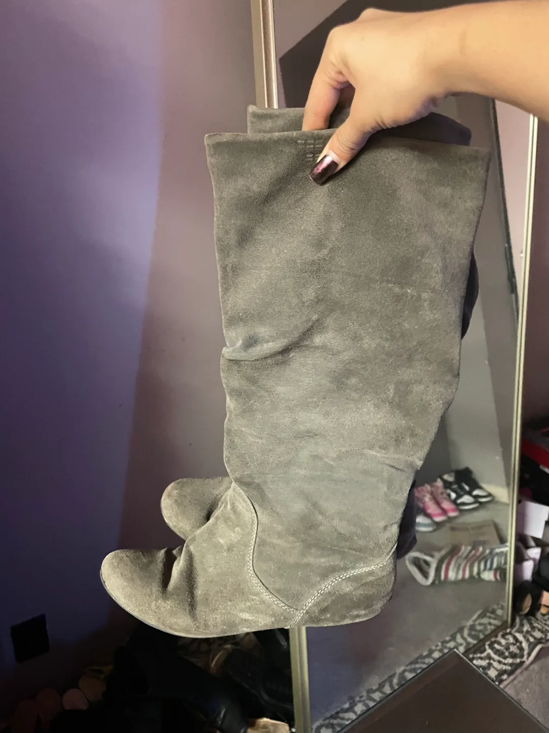 Real Leather Suede Knee High Boots thumbnail